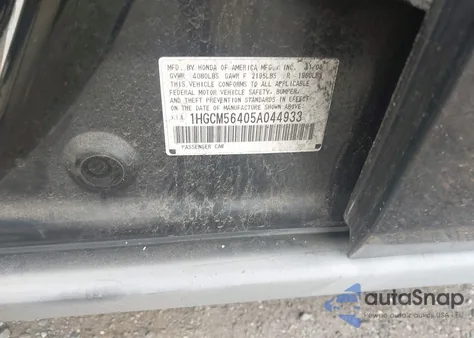 2005 Honda Accord 2.4 Lx from USA, damaged, VIN 1HGCM56405A011933